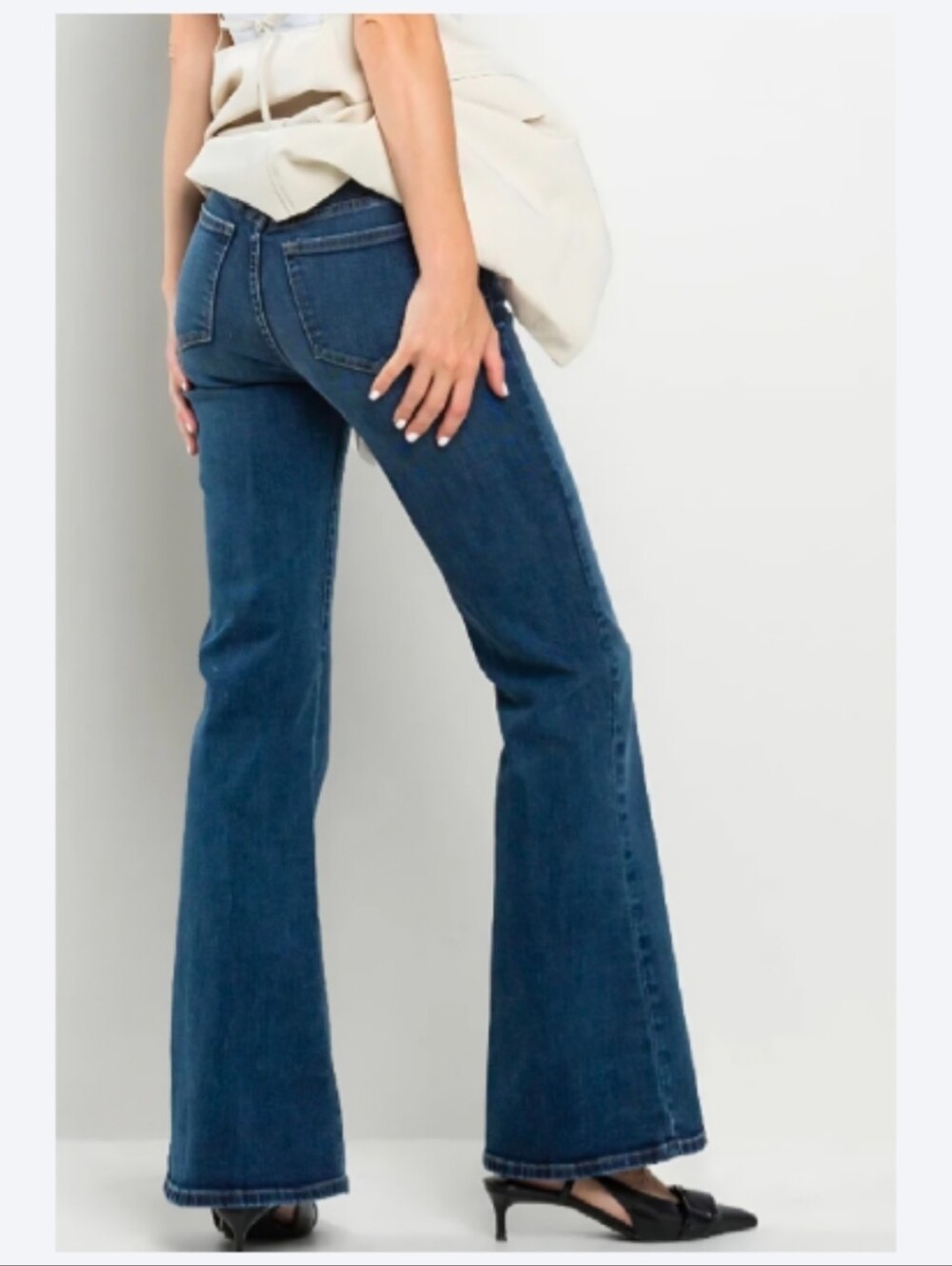 Sneak Peak Women's Dark Blue High-Rise Flare Jeans - Picture 2 of 9